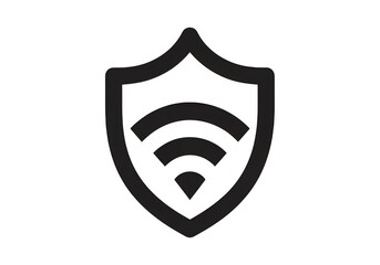 Black shield icon with wifi symbol representing secure internet connection and network protection