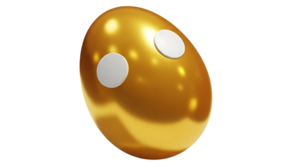 Golden egg with white spots a whimsical design element on transparent background