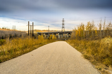 North Saskatchewan river valley shared pathway landscape   in fall season