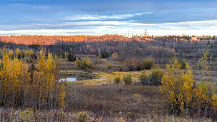 North Saskatchewan river valley landscape in fall season