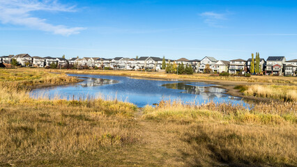 Stormwater Management Pond with wildlife birds