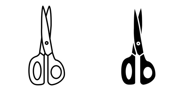 Scissors Icon Set &ndash; Outline and Solid Style Cutting Tool Illustration
