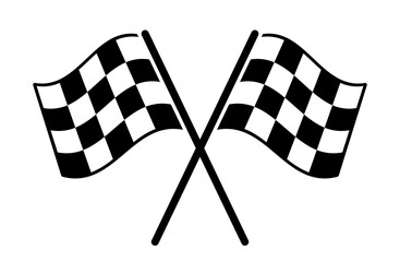 Naklejka premium Checkered race flag cross icon. Racing flag, finish crossed, start, car racing, sport, automotive - stock vector.