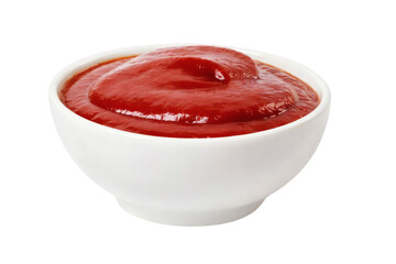 Tomato Ketchup Sauce in Bowl Isolated on Transparent Background
