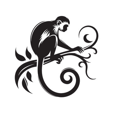 vector illustration of a monkey on branch