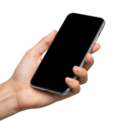 "Hand Holding Smartphone with Black Screen"