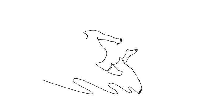 man sport swimmer swimming. Physical Activity concept. Single line draw design. Full length animation illustration. High quality 4k footage