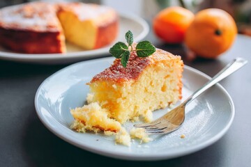 Close-up view of a delicious slice of homemade cake.