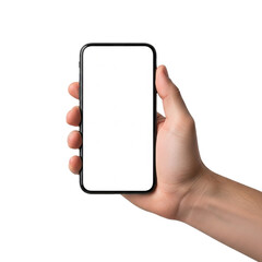"Hand Holding Smartphone with Blank Screen"