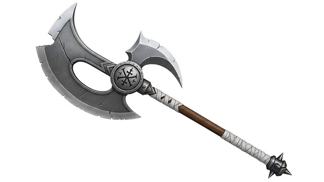 Ancient battle axe with ornate design illustration