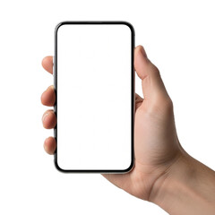 "Hand Holding Smartphone with Blank Screen"