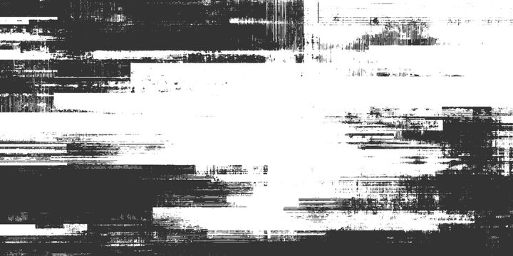 Black and white abstract glitch texture with horizontal lines and pixelated noise background 1