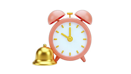 Alarm Clock Ringing at 10 O'Clock on White Background