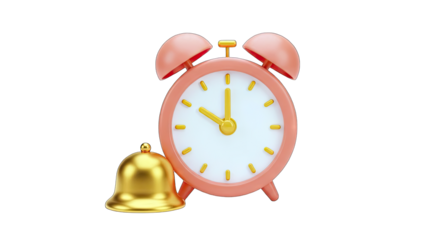 Alarm Clock Ringing at 10 O'Clock on White Background