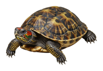 Vibrant turtle swimming in clear water aquatic habitat wildlife isolated on transparent background