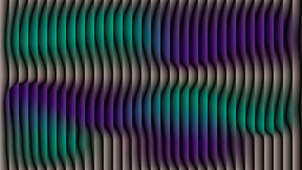 Abstract teal and purple glowing wavy lines flowing on grey vertical grid background
