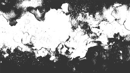 Naklejka premium Black and white distressed grunge texture with cracks and splatters