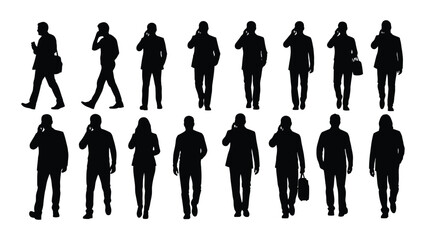Diverse collection of business people in various poses presenting a striking silhouette © JASMIN