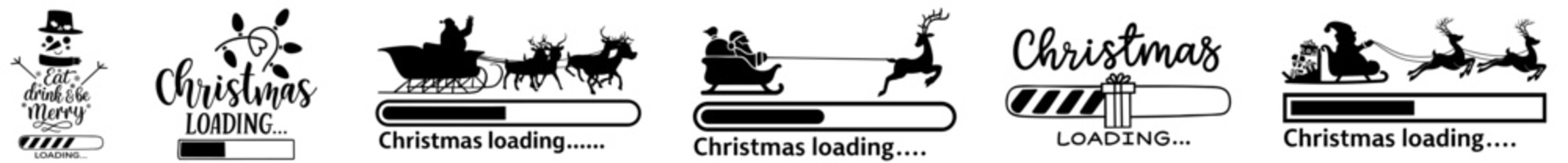 Christmas Loading Progress Set &mdash; Santa Claus Sleigh with Reindeer, Holiday Countdown and Festive Progress Indicators