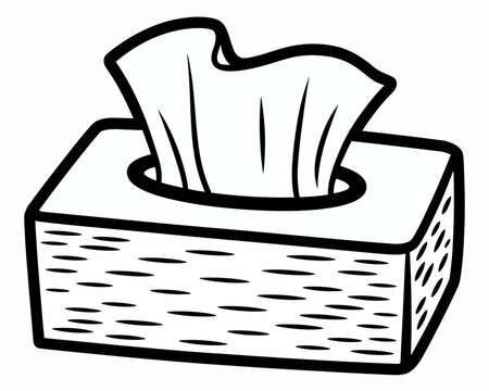 Black and white tissue box illustration for home decor