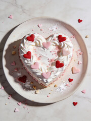 Heart Shaped Cake with Rainbow Light Effect