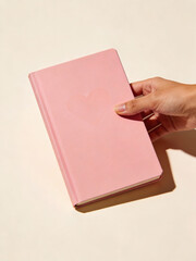 Pink Hardcover Notebook Held by Hand Minimal Style
