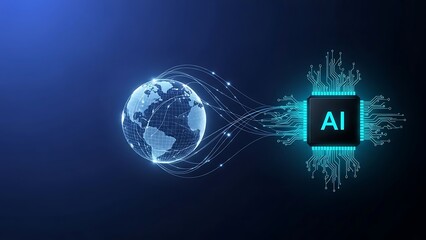 Global AI network connecting world with artificial intelligence technology