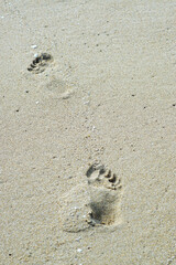 Foot print on the beach, Summer time