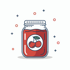 Obraz premium Vibrant Cherry Jam Jar Illustration for Food Concepts