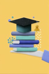 Trendy Art Banner Featuring a Graduation Theme
