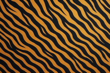 Abstract tiger stripe pattern with wavy black and orange lines on a flat textured surface, ideal for background or fabric design concept use. Ai generative