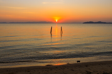 Sunset or sunrise on the sea , Twilight sky