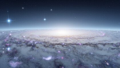 Cosmic wave-like dust movement illuminates the minimalist deep space environment with subtle highlights