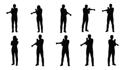 Fototapeta premium a collection of diverse human figures depicted in a striking black silhouette