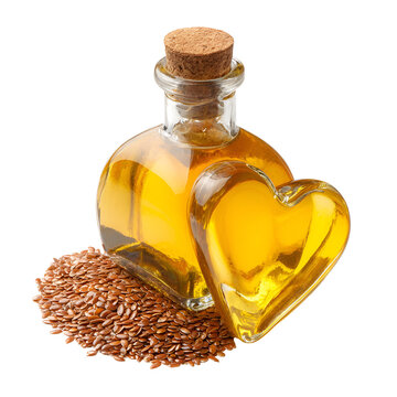Heart shaped bottle of flaxseed oil
