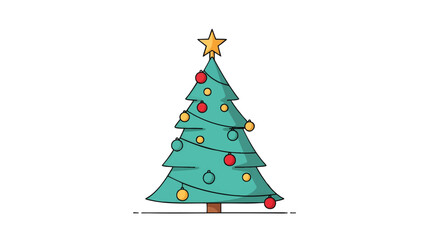 Obraz premium Simple Cartoon Christmas Tree Festive Holiday Celebration Design