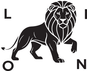 Naklejka premium Majestic Lion Logo Vector Silhouette Black Minimal Emblem Design