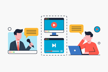 Online Conference with Speaker Presenting and Audience Participating from Laptop