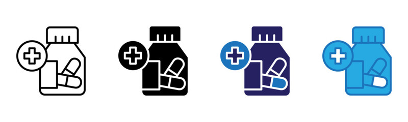 Obraz premium Pill Bottle Icon Multi Style Vector Illustration
