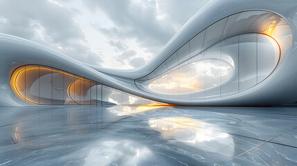 Fototapeta premium An empty square and modern buildings