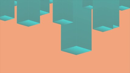 Abstract 3D illustration of cyan blocks protruding from an orange background - Powered by Adobe