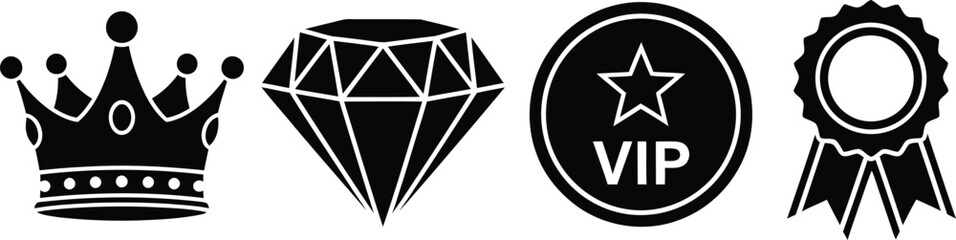 Vip status symbols silhouette isolated on transparent background