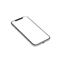 "Smartphone with Blank White Screen at an Angle"