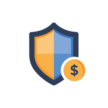 Financial security and money protection concept vector icon for safe payments, investment safety, and secure financial transactions in modern flat design
