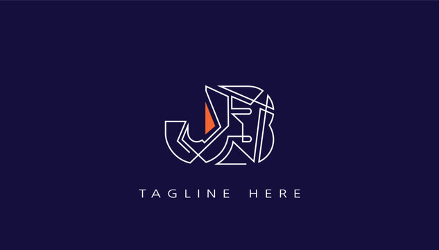 connected lining alphabet letter jb logo design