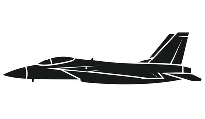 A striking black silhouette of a modern fighter jet in mid flight depicts power speed and the complexity of aerial engineering © Thysl2000