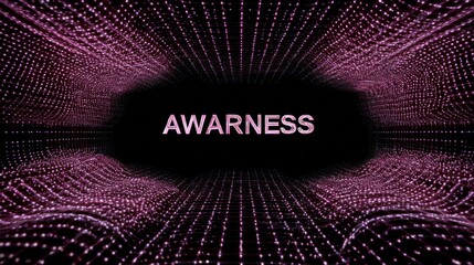 Abstract illustration of the word awareness with digital wave pattern background