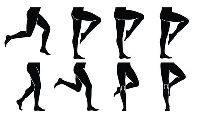 A visual representation showcasing the different stages of a running stride depicting leg movement and positioning throughout the cycle high quality