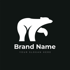 Polar bear logo for business line art