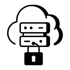 A line style icon showing cloud protection